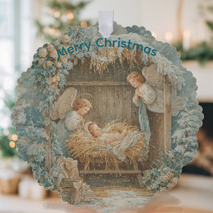 Kerstkaart met baby Sneeuwvlok omlijst ornament Kaart