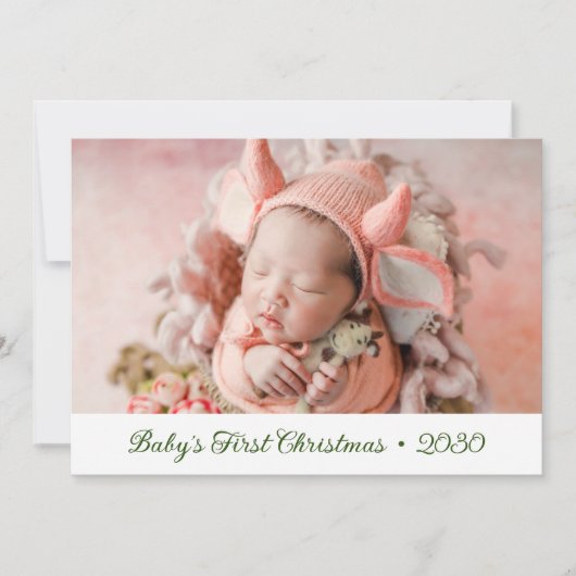 Kerstkaart met baby's eerste kerstfoto (Voorkant)