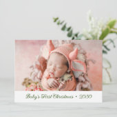 Kerstkaart met baby's eerste kerstfoto (Staand voorkant)