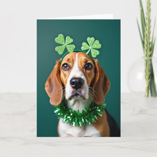 Kerstkaart met Beagle en Shamrock Kaart