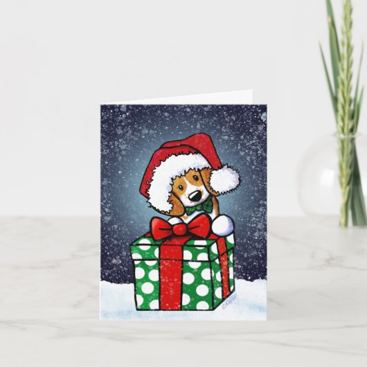 Kerstkaart met Beagle hond Kaart (Voorkant)