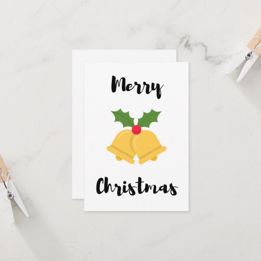 Kerstkaart met belletjes kaart (Voorkant / Achterkant in situ)