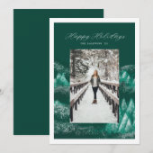 kerstkaart met berijpte pijnboomgebergte (Voorkant / Achterkant)
