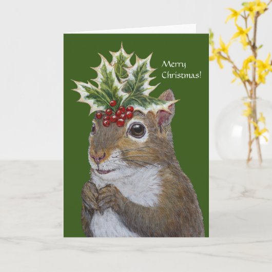 Kerstkaart met Bernard de eekhoorn Kaart (Gele Bloem)