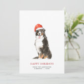 Kerstkaart met Berner Sennenhond en kerstmannenhoe Aankondiging (Staand voorkant)