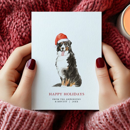 Kerstkaart met Berner Sennenhond en kerstmannenhoe Aankondiging