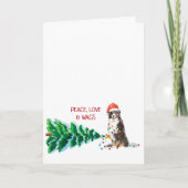 Kerstkaart met Bernese Mountain Dog, kerstboom en Feestdagen Kaart (Voorkant)