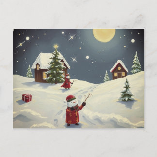 Kerstkaart met besneeuwd landschap briefkaart