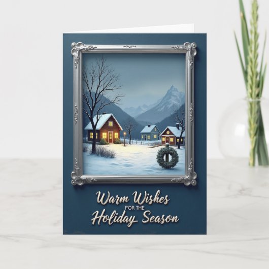 Kerstkaart met besneeuwde hut kaart (Voorkant)