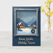 Kerstkaart met besneeuwde hut kaart (Gele Bloem)