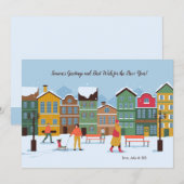 Kerstkaart met besneeuwde straat (Voorkant / Achterkant)
