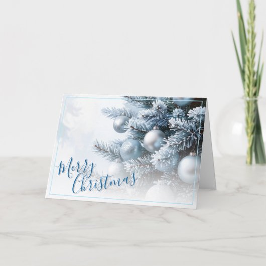 Kerstkaart met bevroren dennen kaart (Voorkant)