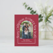 Kerstkaart met bewerkbare kleur en boogvormige afb feestdagenkaart (Staand voorkant)