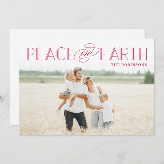 Kerstkaart met bewerkbare kleur 'Vrede op aarde' (Voorkant / Achterkant)