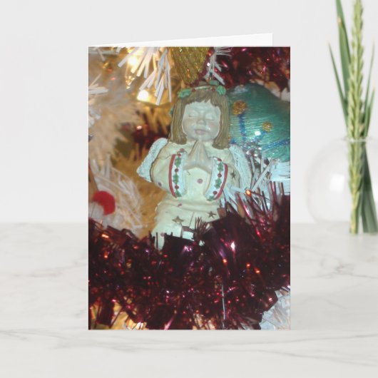 Kerstkaart met biddende engel feestdagen kaart (Voorkant)