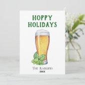 Kerstkaart met bierglas en Holiday Beer Flat tekst (Staand voorkant)