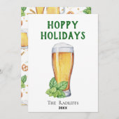 Kerstkaart met bierglas en hop flat design (Voorkant / Achterkant)