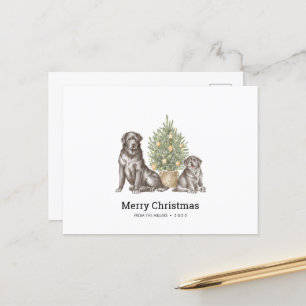 KerstKaart met Black Labrador Dog Family Briefkaart
