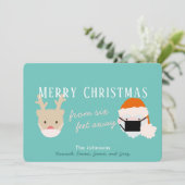 Kerstkaart met blauw interieurmasker (Staand voorkant)