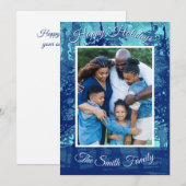 Kerstkaart met blauwe aquarel (personaliseerbaar) (Voorkant / Achterkant)