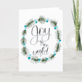 Kerstkaart met blauwe bosbessen 'Joy to the World' Kaart