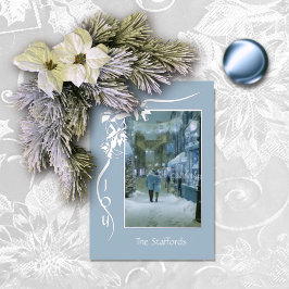 Kerstkaart met blauwe folie 'Vreugde voor de Werel Uitnodiging