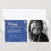 Kerstkaart met blauwe grunge foto (Voorkant / Achterkant)