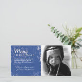 Kerstkaart met blauwe grunge foto (Staand voorkant)