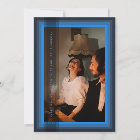 Kerstkaart met blauwe lijst (Voorkant)