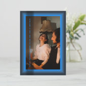 Kerstkaart met blauwe lijst (Staand voorkant)