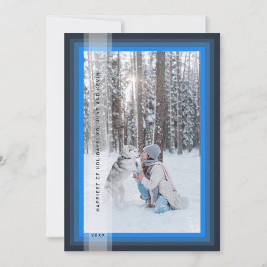 Kerstkaart met blauwe lijst (Voorkant)