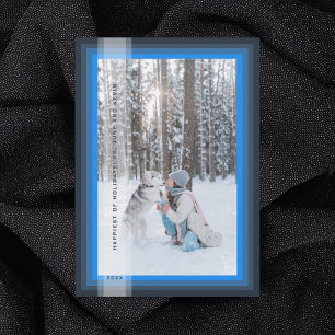 Kerstkaart met blauwe rand