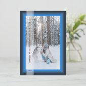 Kerstkaart met blauwe rand (Staand voorkant)