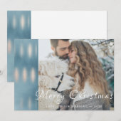 Kerstkaart met blauwe waterverf iriserende foto (Voorkant / Achterkant)