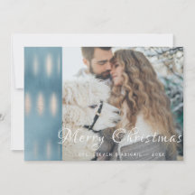 Kerstkaart met blauwe waterverf iriserende foto
