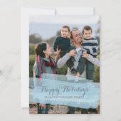 Kerstkaart met blauwe waterverfpenseelstreek Foto (Voorkant)