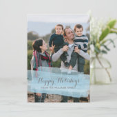 Kerstkaart met blauwe waterverfpenseelstreek Foto (Staand voorkant)