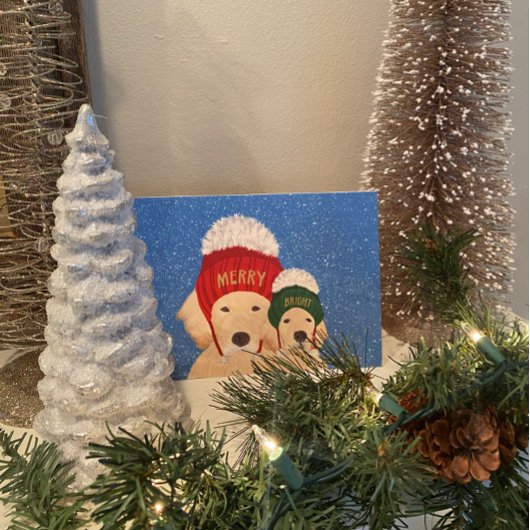 Kerstkaart met blije honden feestdagen kaart