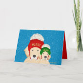 Kerstkaart met blije honden feestdagen kaart (Voorkant)