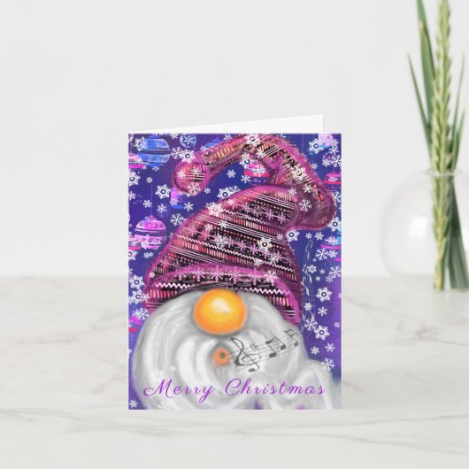 Kerstkaart met blije kabouter notitiekaartje (Voorkant)