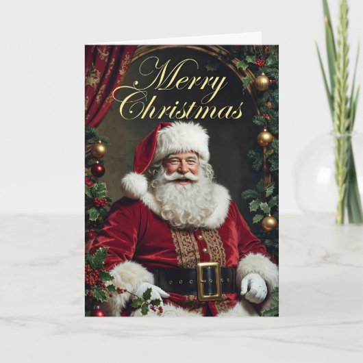 Kerstkaart met blije Kerstman Bedankkaart (Voorkant)