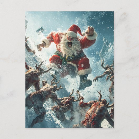 Kerstkaart met blije zombie briefkaart (Voorkant)