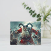 Kerstkaart met blije zombie briefkaart (Staand voorkant)