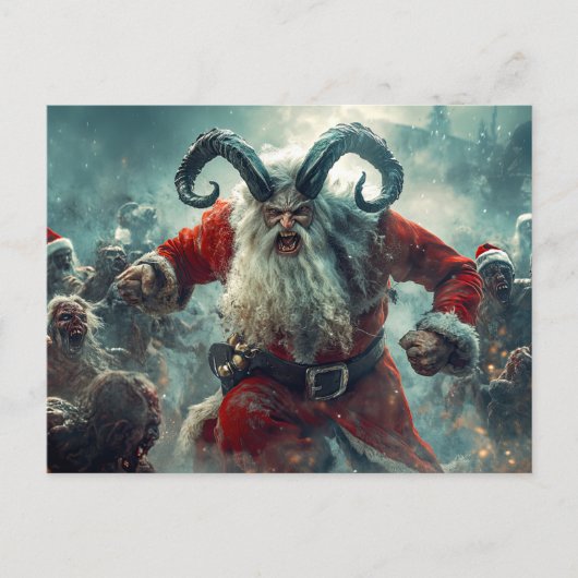 Kerstkaart met blije zombie briefkaart (Voorkant)