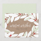 Kerstkaart met bloemige laurierblaadjes (Voorkant / Achterkant)