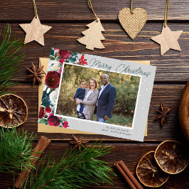 Kerstkaart met bloemmotief voor gezinsfoto's
