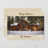 Kerstkaart met blokhut feestdagenkaart (Voorkant / Achterkant)