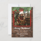 Kerstkaart met boerderij- en dennehouten foto kaart (Voorkant)