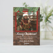 Kerstkaart met boerderij- en dennehouten foto kaart (Staand voorkant)
