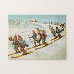 Kerstkaart met boerenbruiloft Wilhelm Larsen Legpuzzel